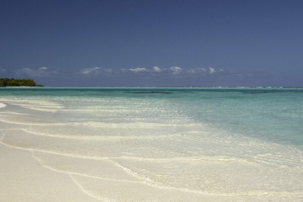 The horizon of the Cote d Azur with snow-white sand