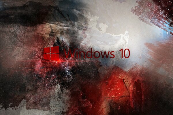 Sistema operativo Windows 10 su sfondo rosso