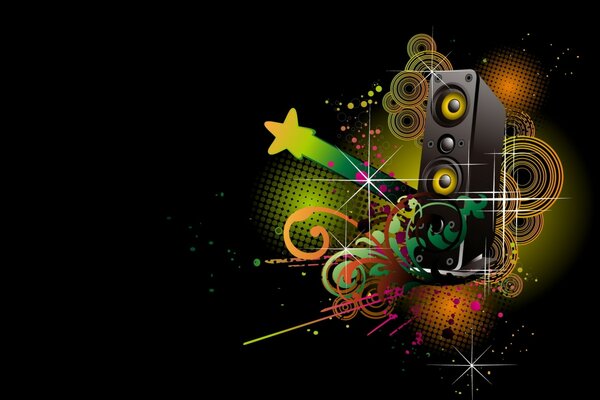 Composition graphique fantastique sur le thème de la musique