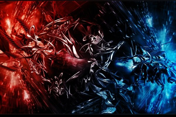 An abstraction with an illustration of the struggle of fire and water
