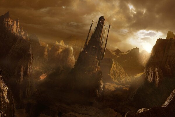 Las rocas que brotan en el crepúsculo