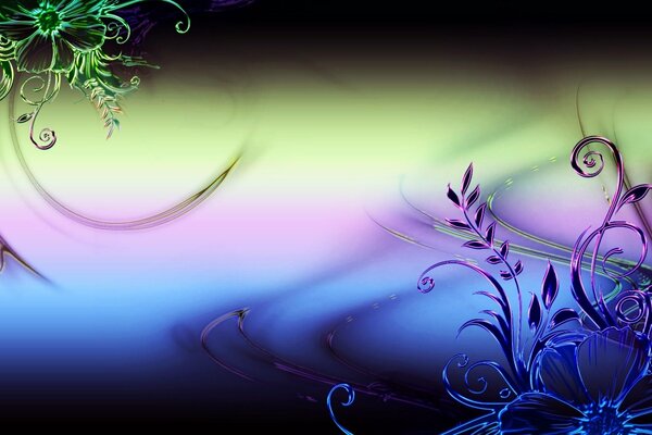 Transparent background with twigs, patterns and flowers