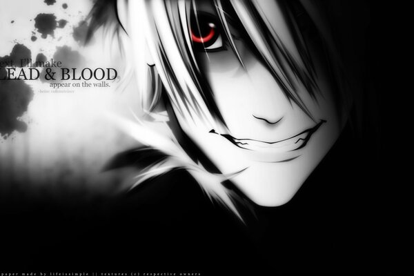 Figura de un personaje de anime, un chico con una sonrisa y ojos rojos