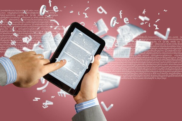 E-book-tablet na pięknym różowym tle