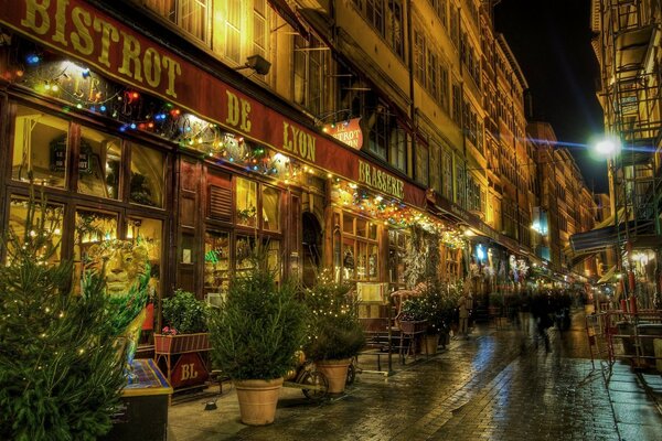 New Year s Eve night shopping street