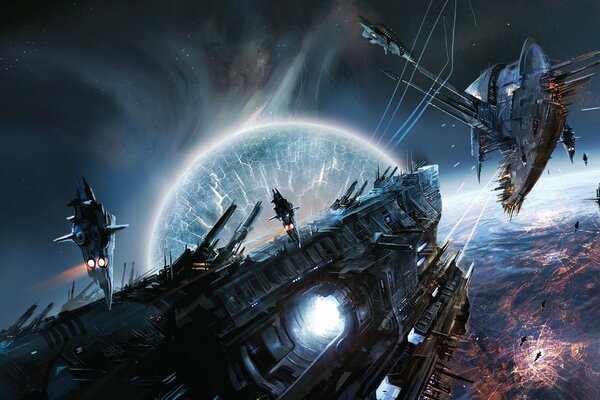 Spaceships ply between planets
