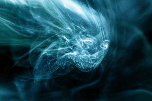 Abstracción con la imagen de una cara luminosa