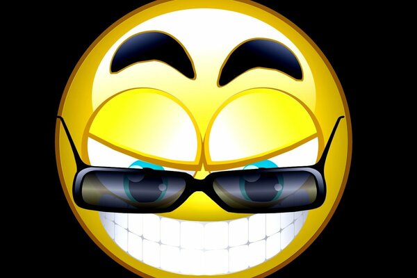 Smiley sorridente con gli occhiali scuri