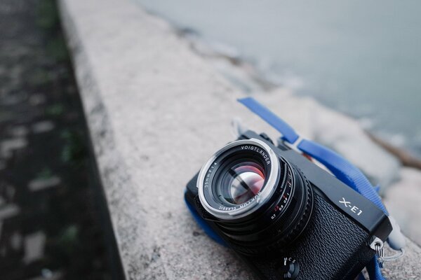 Macro camera on a coastal background