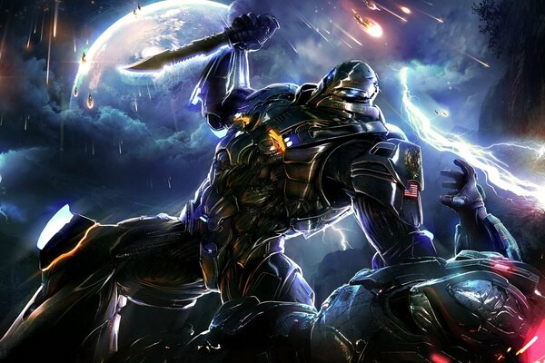 Guerriero della notte in armatura metallica