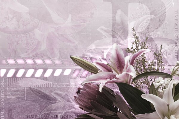 Bouquet de fleurs dans les tons roses