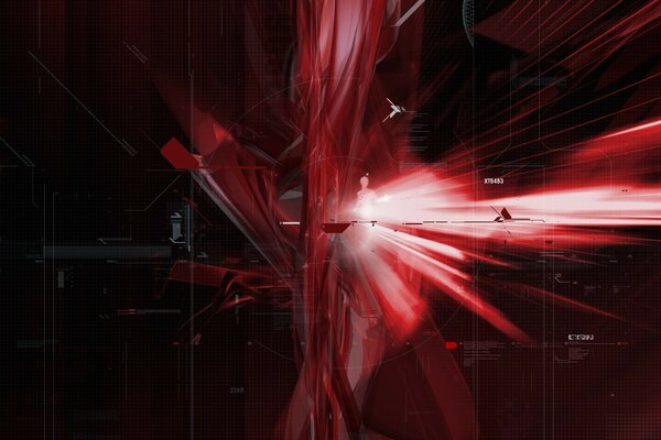 Photo in red . Dark background