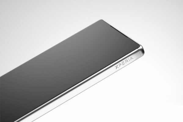Grey sony xperia phone on a white background