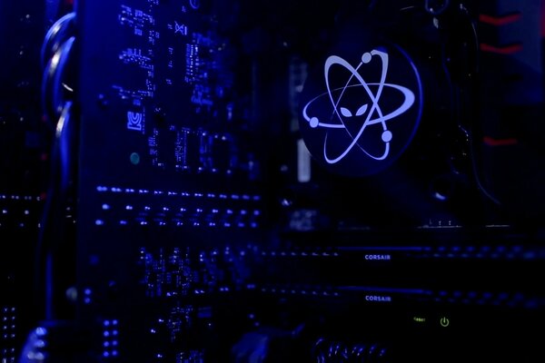 The internals of the system unit in the dark range