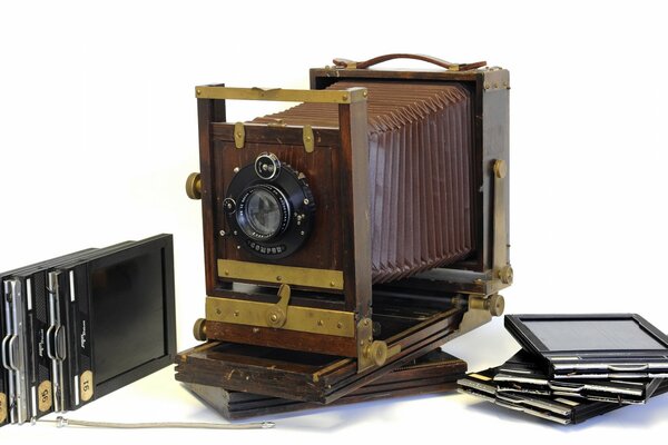 Brown crowne camera on a white background
