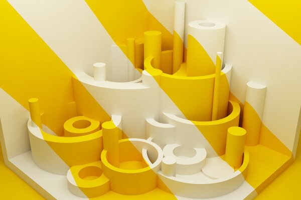 Formes géométriques dans une combinaison de couleurs jaune et blanc
