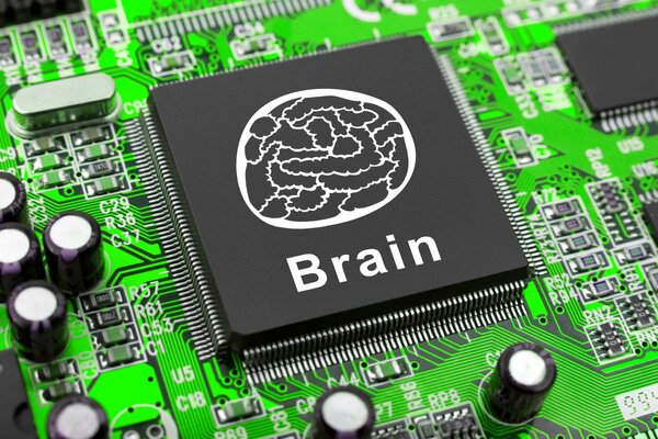 Микропроцессор на плате с подписью brain 