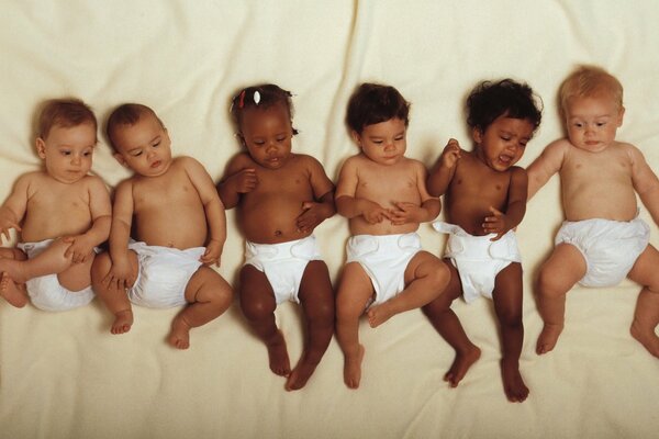 Children of different races in the same diapers