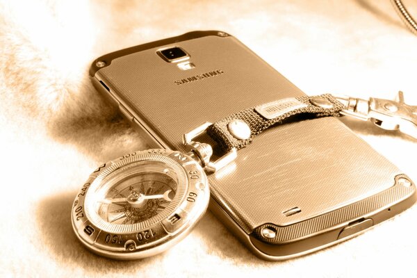 Photo de téléphone de Samsung S4 avec la boussole