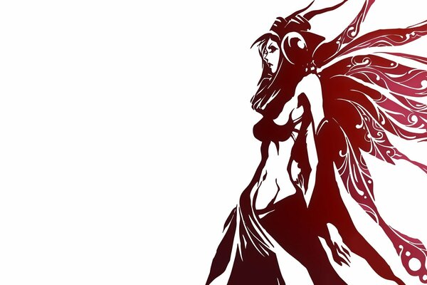 Silueta gráfica de una niña con alas