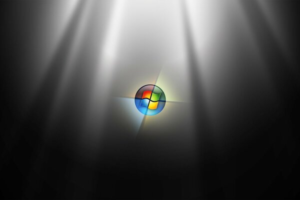 Podświetlone logo microsoft windows 7 na czarnym tle
