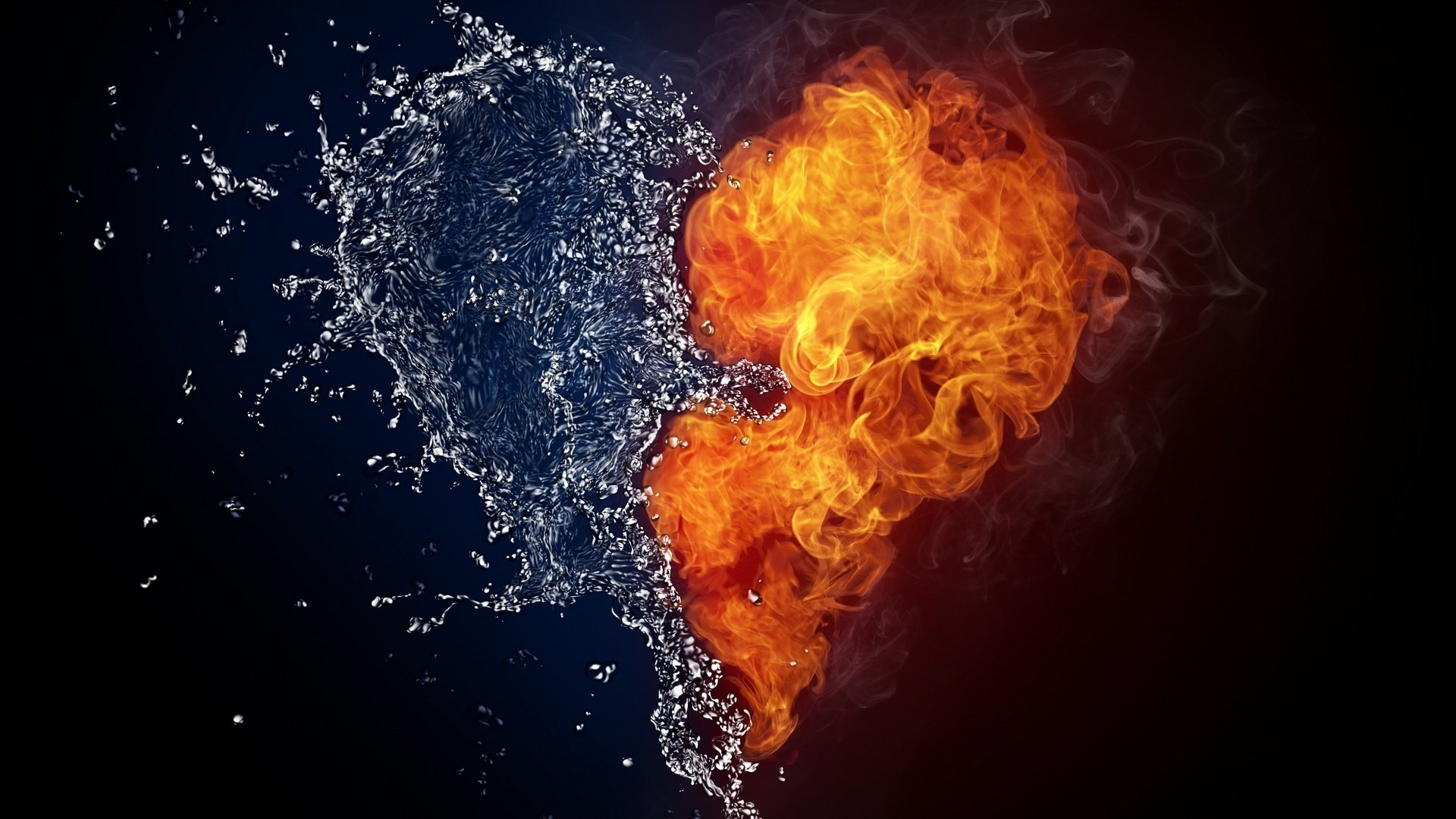 fire and water the shape of a heart elements love romance