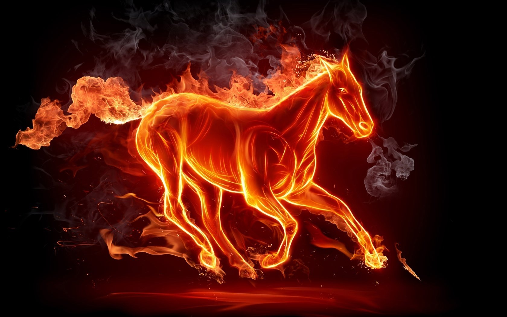 fire picture horse smoke fantasy creative