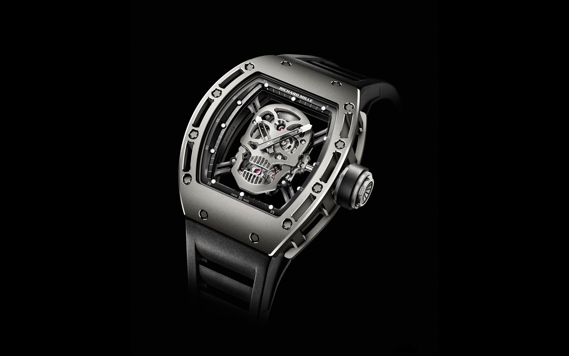 moving skulls metal mechanism watch