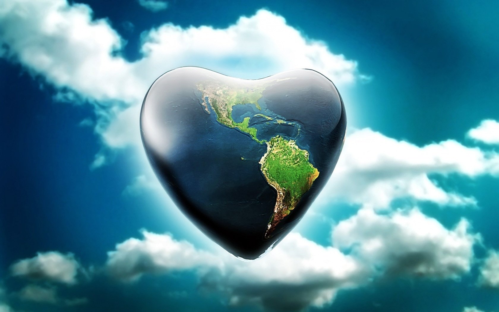 earth heart blue sky continents love fantasy heart romance clouds creative