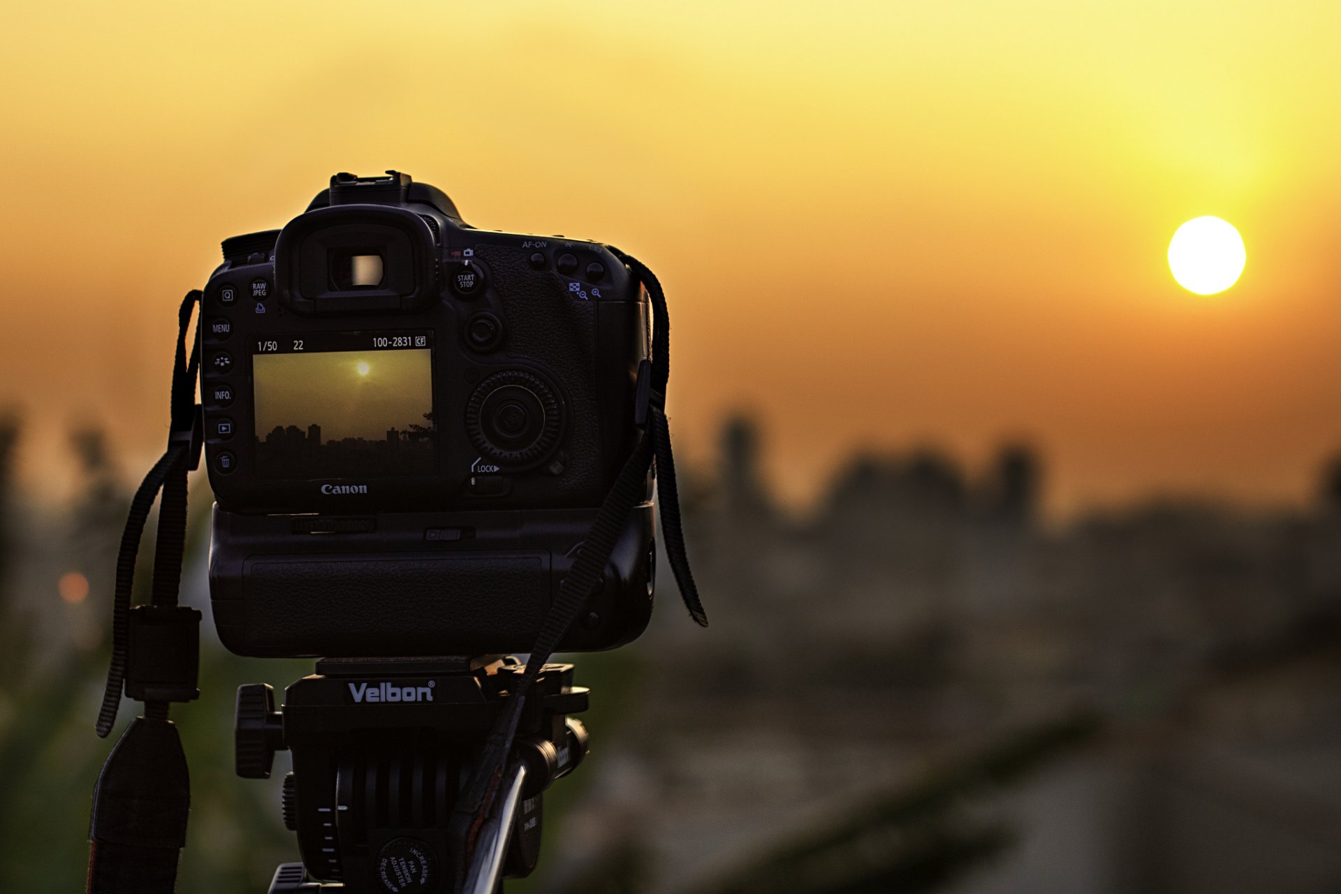 canon appareil photo affichage coucher de soleil soleil