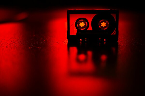 An old music cassette. Night