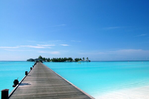 A pier on an island in the tropics