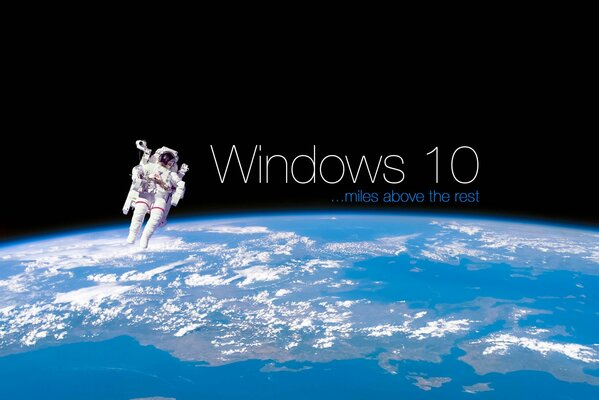 Windows10 astronaut in outer space above the earth