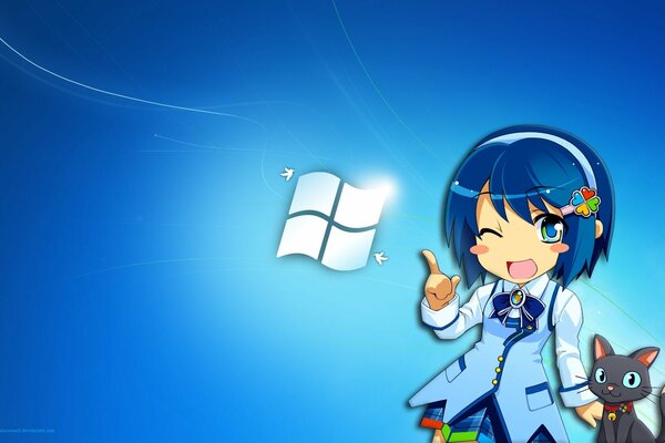 Das Windows-Logo im Anime-Stil