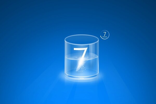 Logo windows seven na niebieskim tle