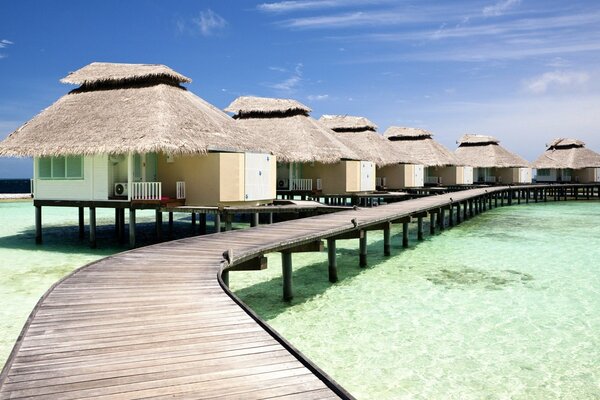 Marina with holiday houses in paradise