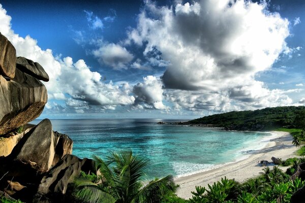 An abandoned tropical island with mountains