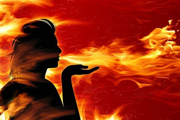 Imagen creativa de una chica con fuego