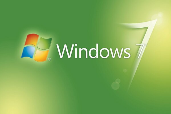 Windows 7 sur fond vert