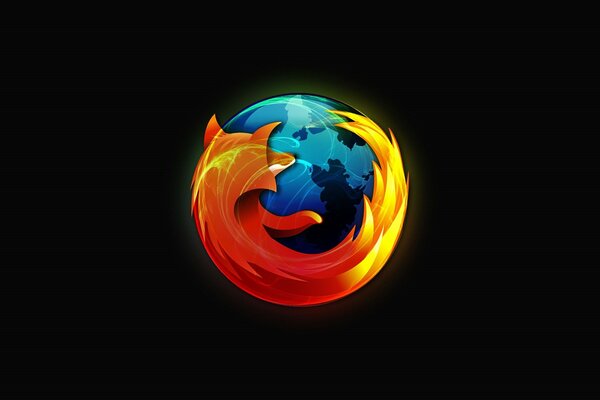 Imagen del logotipo del navegador Mozilla Firefox sobre fondo negro