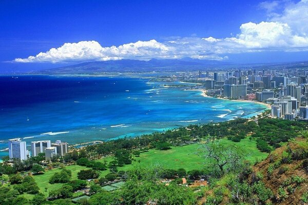 Impresionante panorama de la ciudad junto al agua