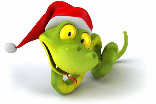 Merry Christmas snake in a hat