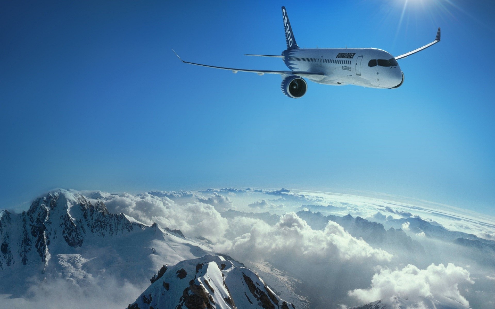 schnee berge flugzeug wolken höhe gipfel fliegen