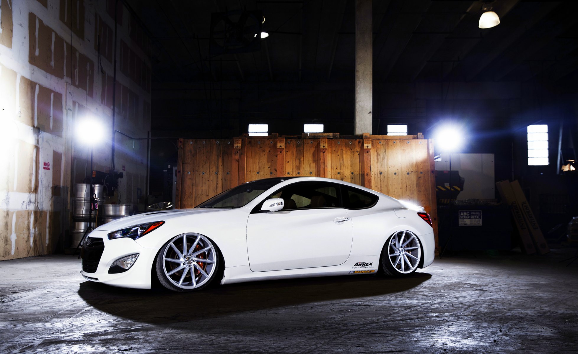 hyundai genesis 3.8 white vossen wheels side