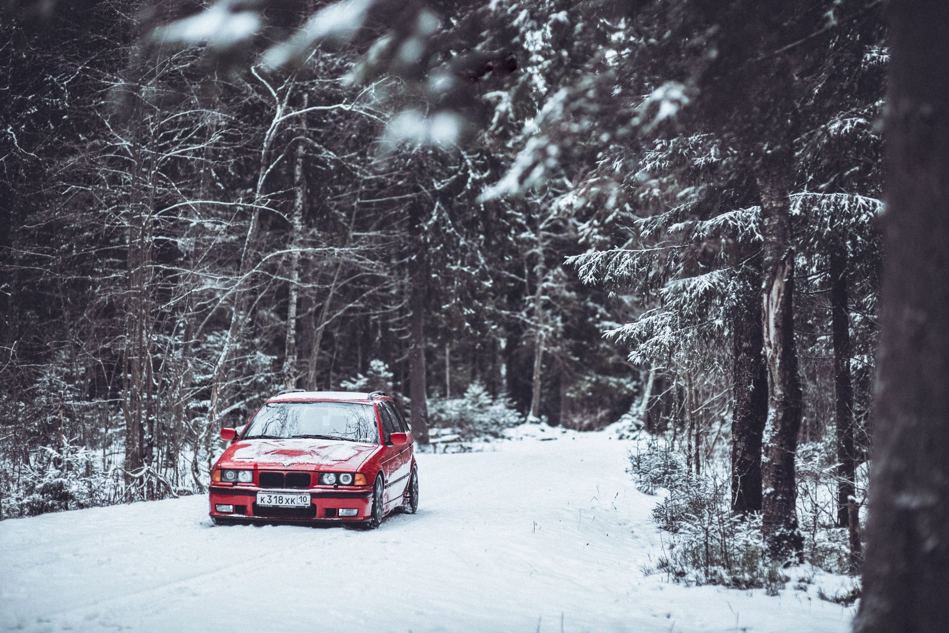 bmw e36 serie 3 oldschool carretera rojo posición rojo bmw nieve invierno