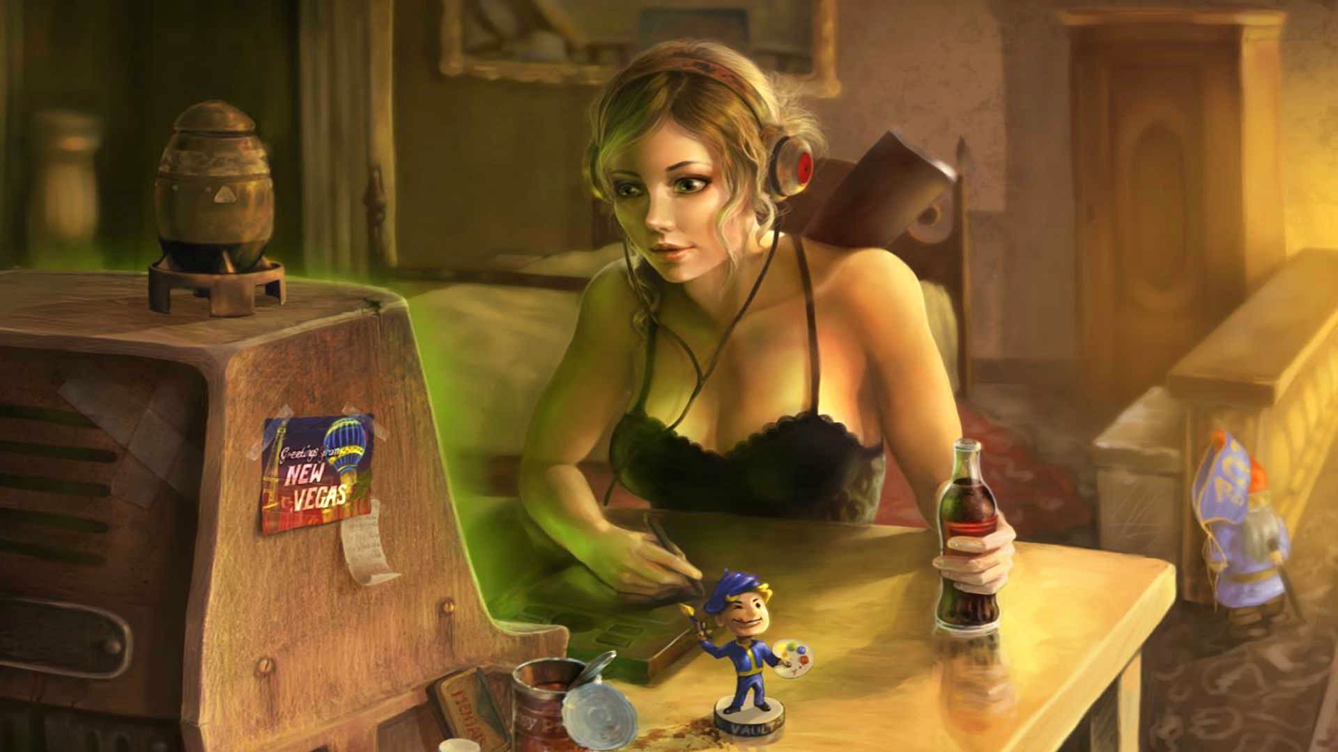 fallout 3 cola ragazza cuffie nuka cola disegni anime donne-a ragazze-a