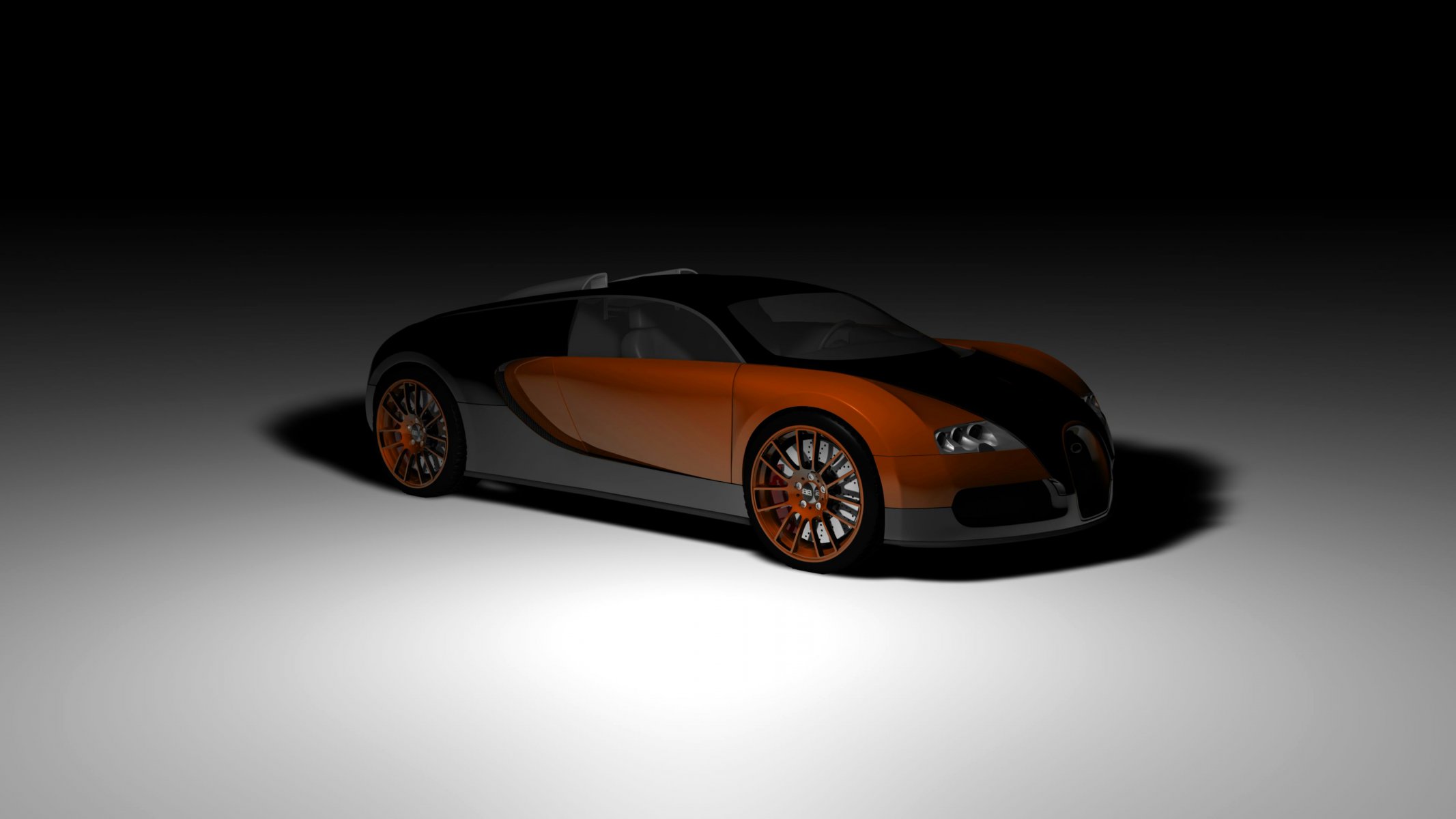 bugatti veyron coupé supersportwagen halbdunkel rendering