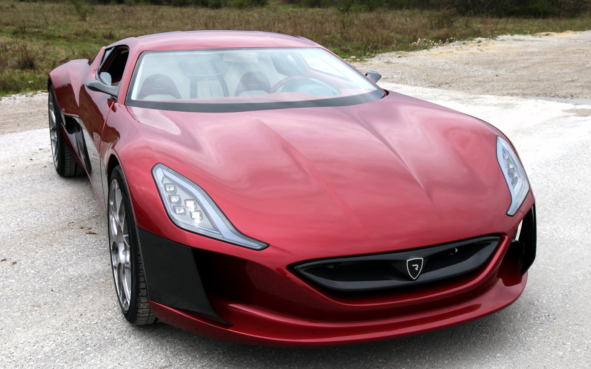 machinery machine rimac concept one flowers red on the road