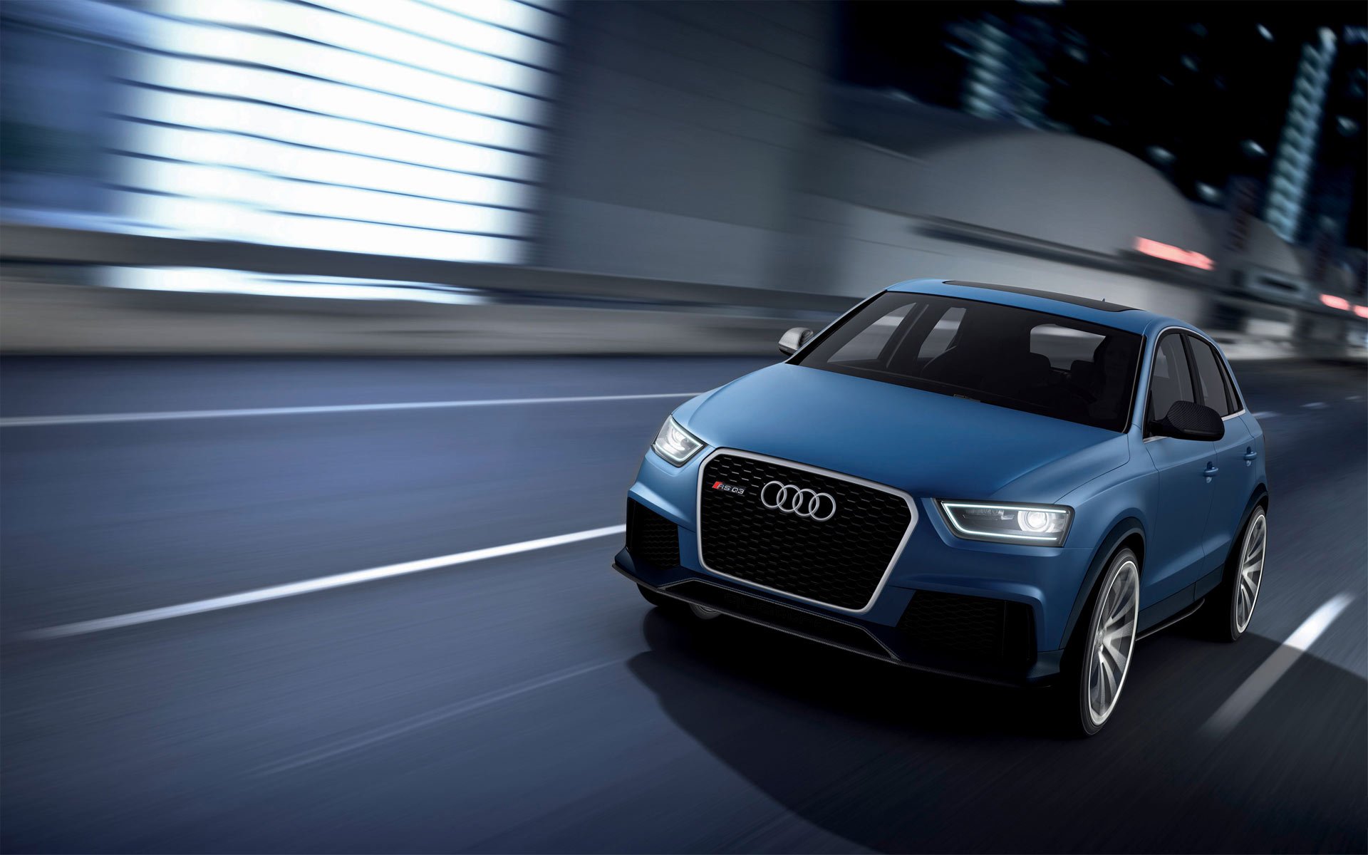 audi rs 3 ° trimestre blu concetto auto città strada anteriore