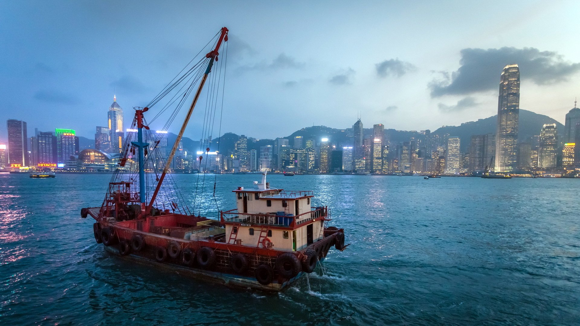 hong kong bay città nave